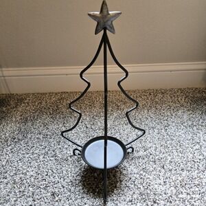 Longaberger Wrought Iron Holiday Tree Candle Holder‎ Holiday Decoration 14" Tall